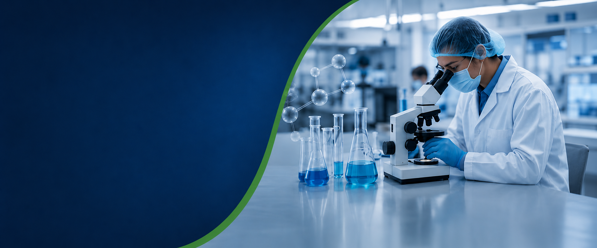 Scientist examining samples through a microscope in a laboratory